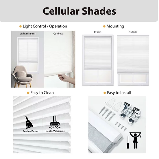 Sonoma Goods For Life® Custom Cordless Light Filtering Cellular Shade - 64" Length 4 Sonoma Goods For Life® Custom Cordless Light Filtering Cellular Shade - 64" Length - Image 2