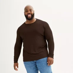 Big & Tall Sonoma Goods For Life® Supersoft Long Sleeve Crewneck Tee -Sonoma Goods For Life Shop 5108992 Dark Brown
