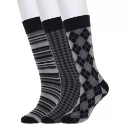 Men's Sonoma Goods For Life® 3-pack Patterned Dress Socks -Sonoma Goods For Life Shop 5302030 Black Geo