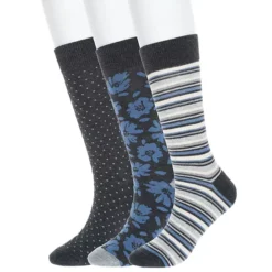 Men's Sonoma Goods For Life® 3-pack Patterned Dress Socks -Sonoma Goods For Life Shop 5302030 Blue Grey Floral