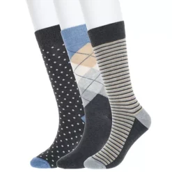 Men's Sonoma Goods For Life® 3-pack Patterned Dress Socks -Sonoma Goods For Life Shop 5302030 Brown Stripe Argyle