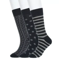 Men's Sonoma Goods For Life® 3-pack Patterned Dress Socks -Sonoma Goods For Life Shop 5302030 Brown Stripe Dot Geo