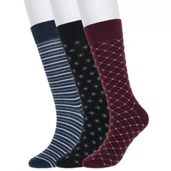 Men's Sonoma Goods For Life® 3-pack Patterned Dress Socks -Sonoma Goods For Life Shop 5302030 Burgundy Geo