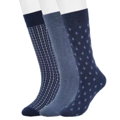 Men's Sonoma Goods For Life® 3-pack Patterned Dress Socks -Sonoma Goods For Life Shop 5302030 Navy Geo