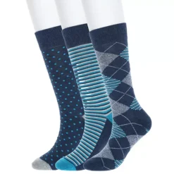 Men's Sonoma Goods For Life® 3-pack Patterned Dress Socks -Sonoma Goods For Life Shop 5302030 Teal Argyle Stripe Dot