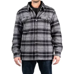 Men's Sonoma Goods For Life® Flannel Sherpa-Lined Shirt Jacket -Sonoma Goods For Life Shop 5470839 Charcoal Black