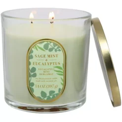 Sonoma Goods For Life® Sage Mint & Eucalyptus 14-oz. Blue Floral Candle Jar -Sonoma Goods For Life Shop 5660130 ALT