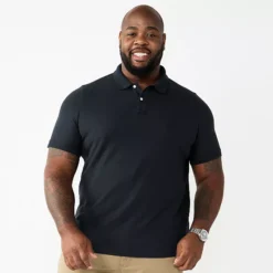 Big & Tall Sonoma Goods For Life® Short Sleeve Pique Polo -Sonoma Goods For Life Shop 5674882 Midnight Black 1