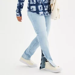 Women's Sonoma Goods For Life® Adaptive Easy Dressing Mid-Waisted Straight Leg Jeans -Sonoma Goods For Life Shop 5678470 Light Wash