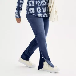 Women's Sonoma Goods For Life® Adaptive Easy Dressing Mid-Waisted Straight Leg Jeans -Sonoma Goods For Life Shop 5678470 Medium Dark