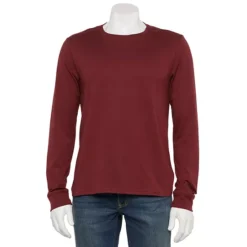 Men's Adaptive Sonoma Goods For Life® Easy Dressing Long Sleeve Crew Tee -Sonoma Goods For Life Shop 5689648 Burnt Cherry