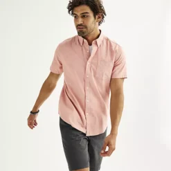 Men's Sonoma Goods For Life® Short Sleeve Perfect Length Button Down Shirt -Sonoma Goods For Life Shop 5806004 CP ALT5