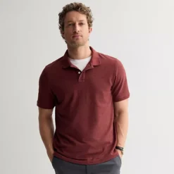Men's Sonoma Goods For Life® Short Sleeve Relaxed Fit Pique Polo -Sonoma Goods For Life Shop 6137361 Burnt Cherry