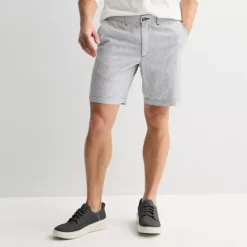 Men's Sonoma Goods For Life® 9" Flexwear Flat Front Shorts -Sonoma Goods For Life Shop 6524871 Blue Stripe