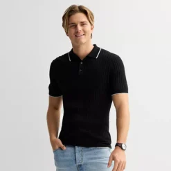 Men's Sonoma Goods For Life® Tipped Sweater Polo -Sonoma Goods For Life Shop 6591252 Black Grey Tipped