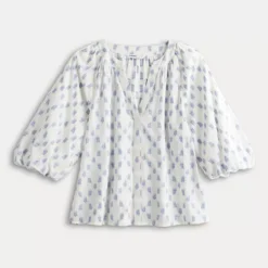 Women's Sonoma Goods For Life® Shirred Balloon Sleeve Y-Neck Top 12 Women's Sonoma Goods For Life® Shirred Balloon Sleeve Y-Neck Top -Sonoma Goods For Life Shop 6604688 ALT5