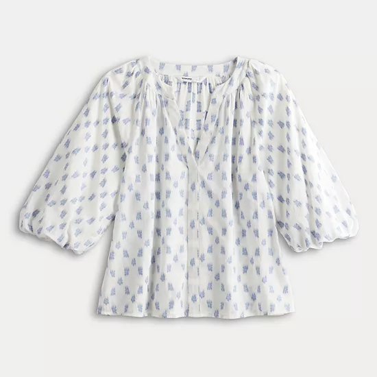 Women's Sonoma Goods For Life® Shirred Balloon Sleeve Y-Neck Top 7 Women's Sonoma Goods For Life® Shirred Balloon Sleeve Y-Neck Top - Image 5