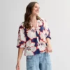 Women's Sonoma Goods For Life® Shirred Balloon Sleeve Y-Neck Top -Sonoma Goods For Life Shop 6604688 Navy Brush Floral