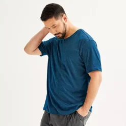 Big & Tall Sonoma Goods For Life® Supersoft V-Neck Pajama Shirt -Sonoma Goods For Life Shop 6608488 Blue Space Dye