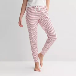 Women's Sonoma Goods For Life® Cotton Modal Cuffed Sleep Pants -Sonoma Goods For Life Shop 6610122 White Red Stripe
