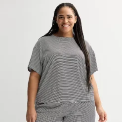 Plus Size Sonoma Goods For Life® Cotton Modal Sleep Tee -Sonoma Goods For Life Shop 6610141 Black Stripe