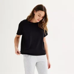 Women's Sonoma Goods For Life® Cotton Modal Sleep Tee -Sonoma Goods For Life Shop 6610142 Mineral Black 1