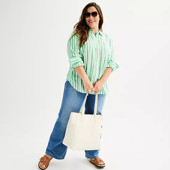 Plus Size Sonoma Goods For Life® Oversized Linen-Blend Boyfriend Shirt 6 Plus Size Sonoma Goods For Life® Oversized Linen-Blend Boyfriend Shirt - Image 4