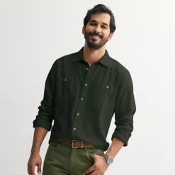 Men's Sonoma Goods For Life® Supersoft Flannel Button-Down Shirt -Sonoma Goods For Life Shop 6824218 Olive
