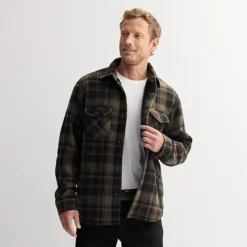 Men's Sonoma Goods For Life® Arctic Fleece Shirt Jacket -Sonoma Goods For Life Shop 6824241 Brown Plaid