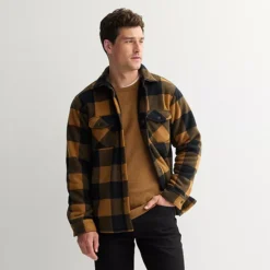 Men's Sonoma Goods For Life® Arctic Fleece Shirt Jacket -Sonoma Goods For Life Shop 6824241 Golden Buffalo Check