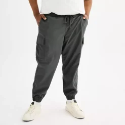 Big & Tall Sonoma Goods For Life® Pull-On Cargo Jogger Pants -Sonoma Goods For Life Shop 6834140 Dark Gray 1