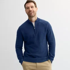 Men's Sonoma Goods For Life® Lightweight 1/4-Zip Sweater -Sonoma Goods For Life Shop 6849463 Navy Texture 1