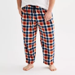 Big & Tall Sonoma Goods For Life® Microfleece Pajama Pants -Sonoma Goods For Life Shop 6889199 Brown Blue Plaid