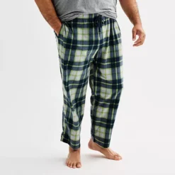 Big & Tall Sonoma Goods For Life® Microfleece Pajama Pants -Sonoma Goods For Life Shop 6889199 Gray Lime Pop Plaid