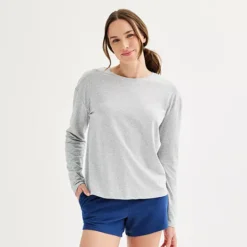 Women's Sonoma Goods For Life® Drop-Shoulder Long Sleeve Sleep Tee