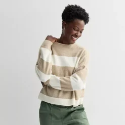 Women's Sonoma Goods For Life® Funnel Neck Sweater -Sonoma Goods For Life Shop 6915503 Ivory Tan Stripe