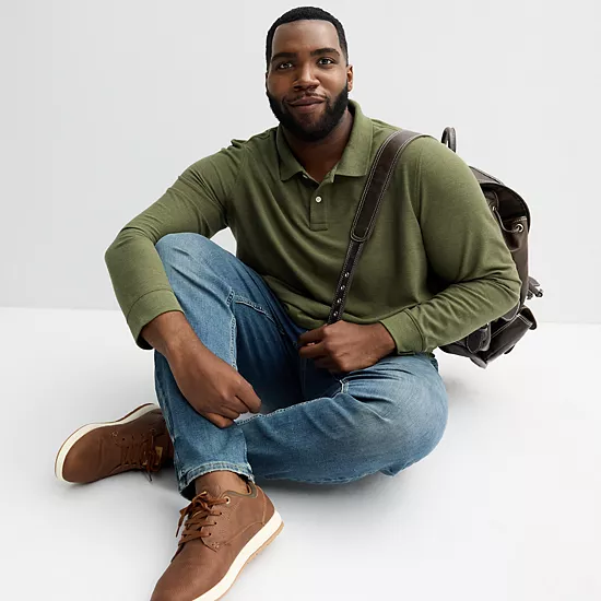 Big & Tall Sonoma Goods For Life® Long Sleeve Pique Polo 6 Big & Tall Sonoma Goods For Life® Long Sleeve Pique Polo - Image 4