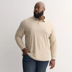 Big & Tall Sonoma Goods For Life® Long Sleeve Pique Polo 25 Big & Tall Sonoma Goods For Life® Long Sleeve Pique Polo -Sonoma Goods For Life Shop 6918975 Beige Tipped