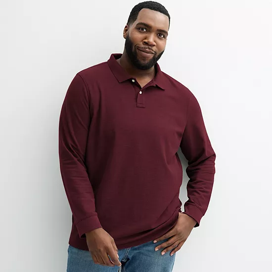 Big & Tall Sonoma Goods For Life® Long Sleeve Pique Polo 10 Big & Tall Sonoma Goods For Life® Long Sleeve Pique Polo - Image 8