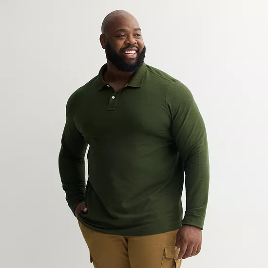 Big & Tall Sonoma Goods For Life® Long Sleeve Pique Polo 11 Big & Tall Sonoma Goods For Life® Long Sleeve Pique Polo - Image 9