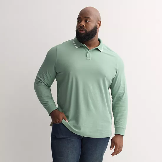 Big & Tall Sonoma Goods For Life® Long Sleeve Pique Polo 12 Big & Tall Sonoma Goods For Life® Long Sleeve Pique Polo - Image 10