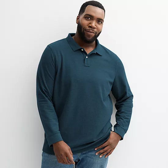 Big & Tall Sonoma Goods For Life® Long Sleeve Pique Polo 9 Big & Tall Sonoma Goods For Life® Long Sleeve Pique Polo - Image 7