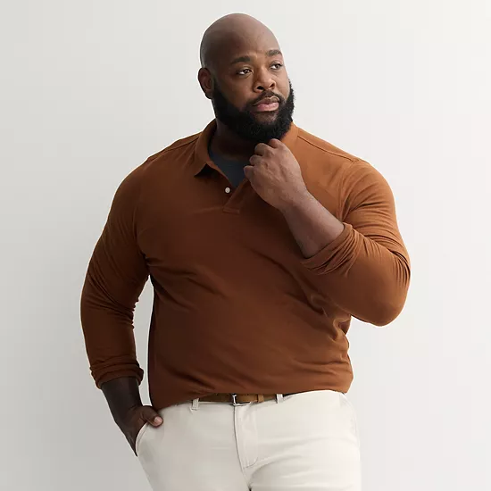 Big & Tall Sonoma Goods For Life® Long Sleeve Pique Polo 15 Big & Tall Sonoma Goods For Life® Long Sleeve Pique Polo - Image 13