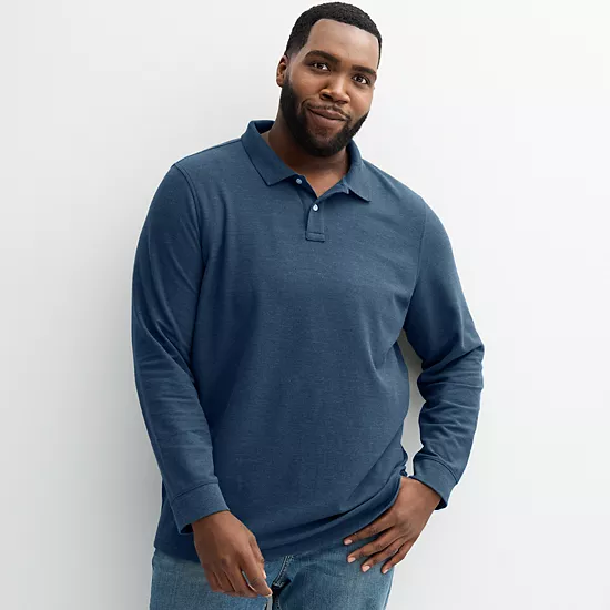 Big & Tall Sonoma Goods For Life® Long Sleeve Pique Polo 14 Big & Tall Sonoma Goods For Life® Long Sleeve Pique Polo - Image 12