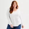 Plus Size Sonoma Goods For Life® Everyday Long Sleeve V-Neck Tee -Sonoma Goods For Life Shop 6919071 Vital White