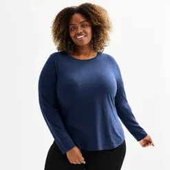 Plus Size Sonoma Goods For Life® Everyday Long Sleeve Crewneck T-Shirt -Sonoma Goods For Life Shop 6920239 Blue Beauty