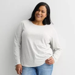 Plus Size Sonoma Goods For Life® Everyday Long Sleeve Crewneck T-Shirt -Sonoma Goods For Life Shop 6920239 Light Grey Heather
