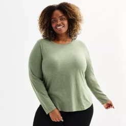 Plus Size Sonoma Goods For Life® Everyday Long Sleeve Crewneck T-Shirt -Sonoma Goods For Life Shop 6920239 Madri Green