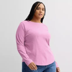 Plus Size Sonoma Goods For Life® Everyday Long Sleeve Crewneck T-Shirt -Sonoma Goods For Life Shop 6920239 Melrose Pink