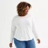 Plus Size Sonoma Goods For Life® Everyday Long Sleeve Crewneck T-Shirt -Sonoma Goods For Life Shop 6920239 Vital White